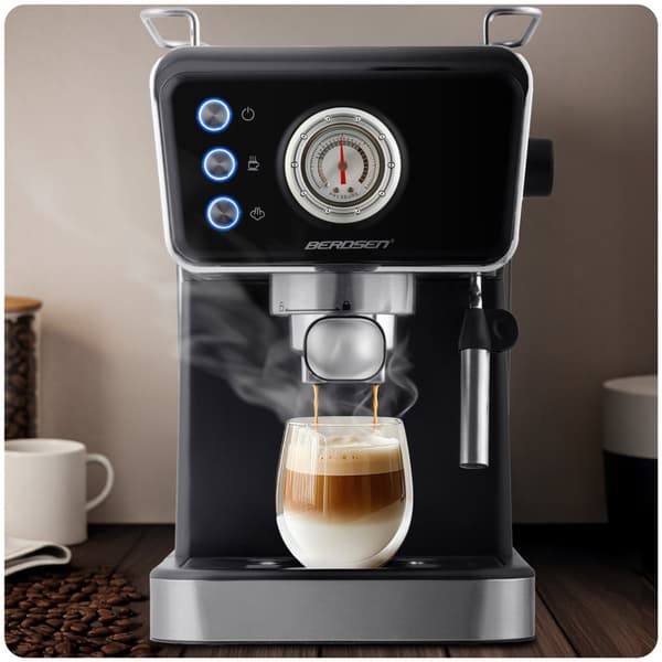 Kaffemaskine stempel 20 bar Berdsen BD-772 sort