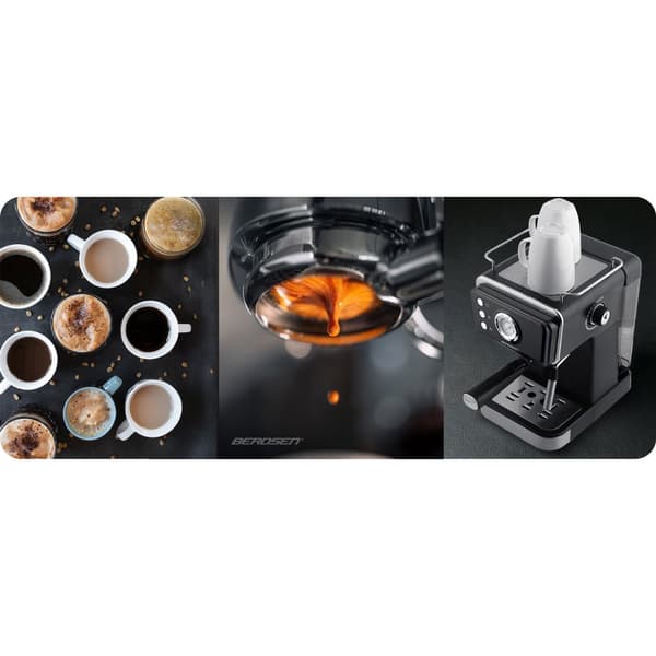 Kaffemaskine stempel 20 bar Berdsen BD-772 sort