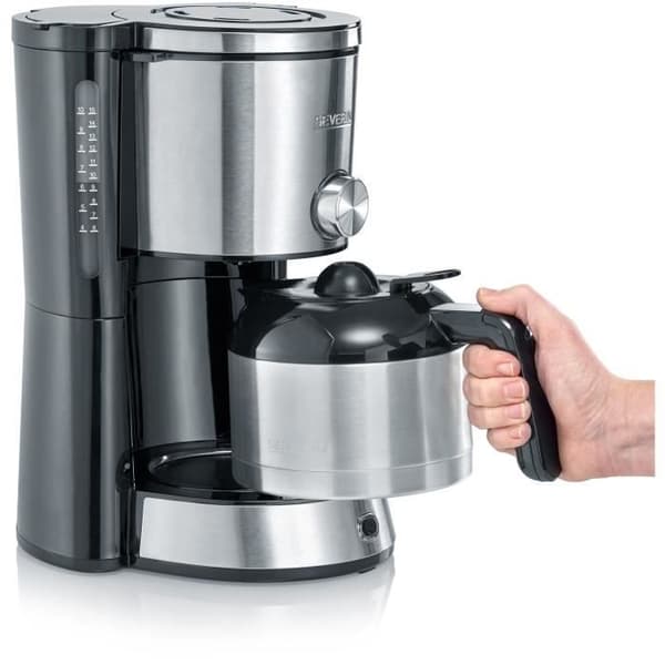 SEVERIN KA4845 isolerad filterkaffebryggare - 8 koppar - 1 L - 1000 W - Aromväljare - Rostfritt stål/Svart
