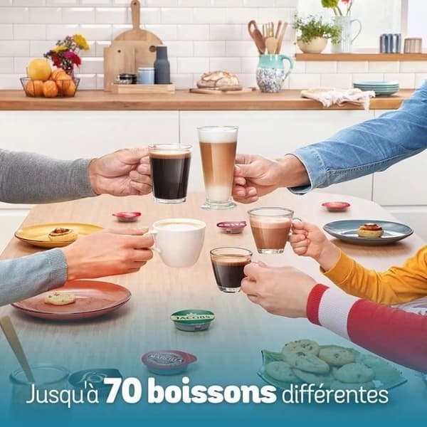 Kaffemaskine + 3 T-diskpakker - BOSCH - TASSIMO FINESSE TAS163E - 1400 W - 0,7 L - Multidrikke - IntensityBoost - Sort