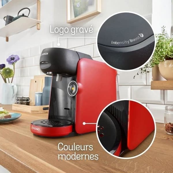 Kaffemaskine + 3 T-diskpakker - BOSCH - TASSIMO FINESSE TAS163E - 1400 W - 0,7 L - Multidrikke - IntensityBoost - Sort