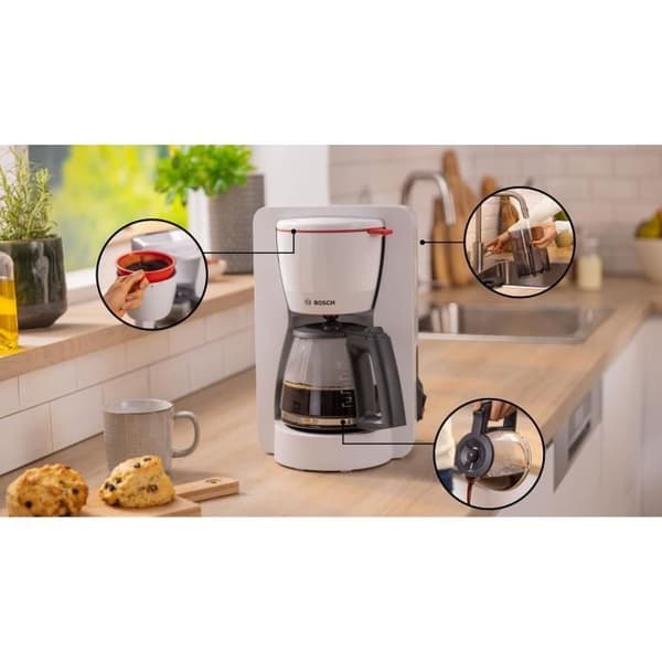 Filterkaffemaskine - BOSCH - TKA2M111 MyMoment - Hvid - Kapacitet 1,25L - glaskande - drypfri
