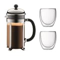Pikkukuva 1 / 4: BODUM CHAMBORD Piston -kahvisetti - 8 kuppia - 1 l - harmaa - 2 kaksipuolista Pavina-lasia 0,35 l