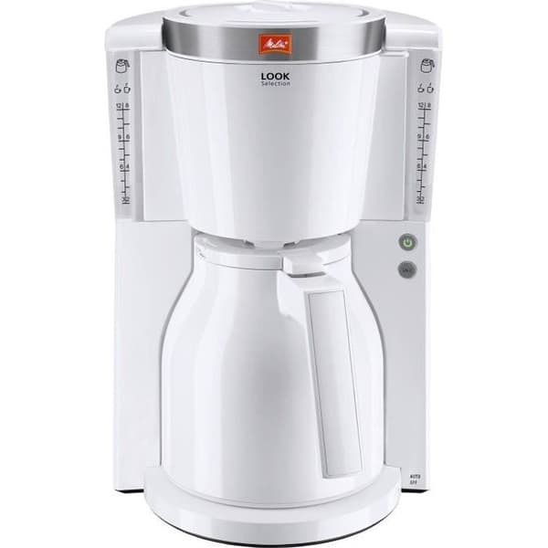 MELITTA Look IV Therm Selection 1011-11 -suodatinkahvinkeitin, valkoinen/harjattu teräs - 12 kuppia - AromaSelector - 1000 W