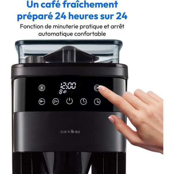 Digital isolerad filterkaffebryggare med kvarn - MEDION - 1000W - 1,0L - Svart