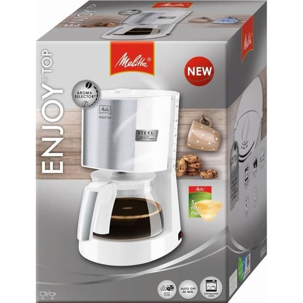 MELITTA 1017-03 Enjoy Top Glas kaffebryggare Vit / borstat stål 1017-03