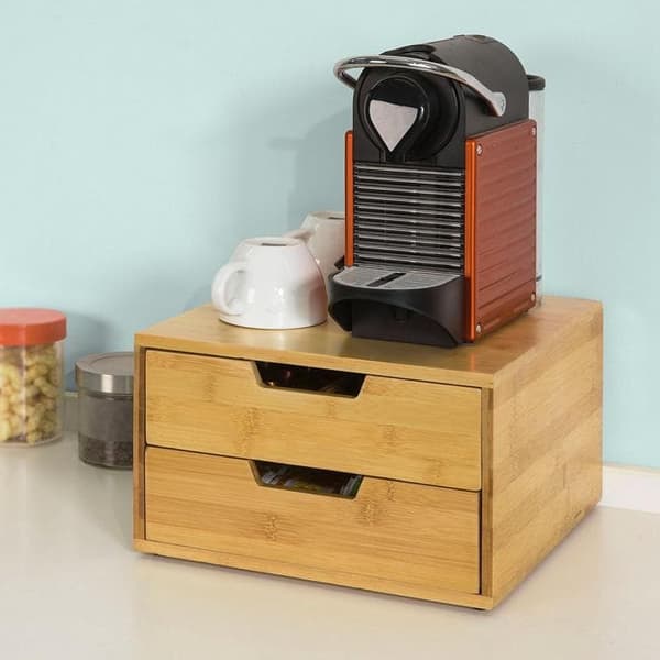 SoBuy Kaffekapselæske opbevaringsboks bambus skuffeæske FRG82-N SoBuy Kaffekapselæske opbevaringsboks bambus skuffeæske FRG82-N