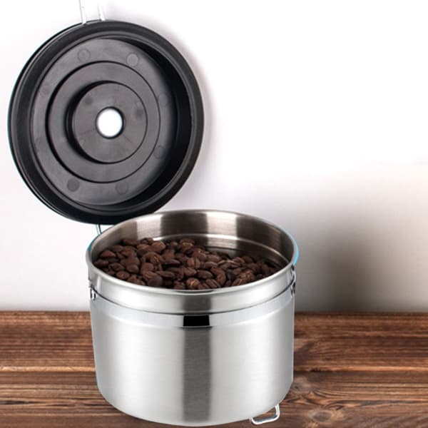 1200 ml rustfritt stål forseglet mat kaffegrut bønneoppbevaringsbeholder med innebygd CO2 gassventil og kalender (sølv)