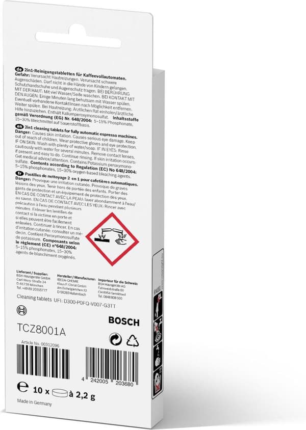 Bosch TCZ8002A avkalkningsmedel Hushållsapparater Tablet