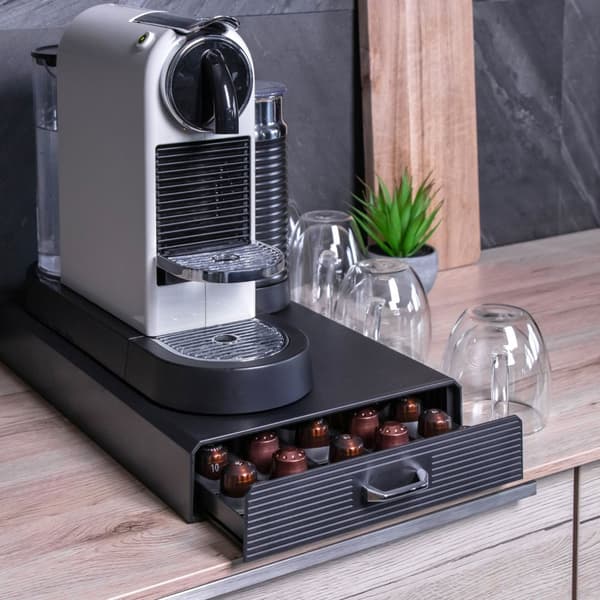 Praktisk Förvaringslåda i plast för kaffekapslar i svart - Kompatibel med Nespresso-kapslar Låda