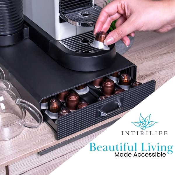 Praktisk Förvaringslåda i plast för kaffekapslar i svart - Kompatibel med Nespresso-kapslar Låda