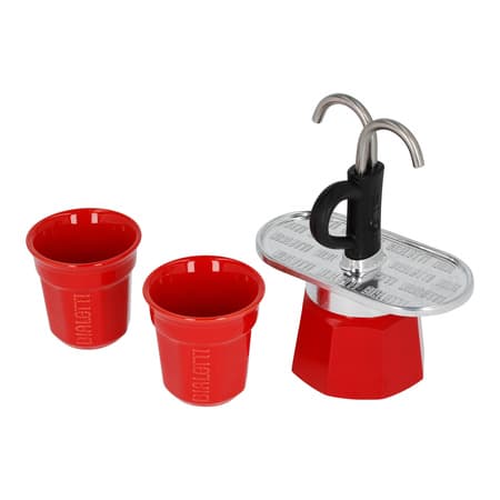 Bialetti Mini Express 2tz Rød + 2 kopper