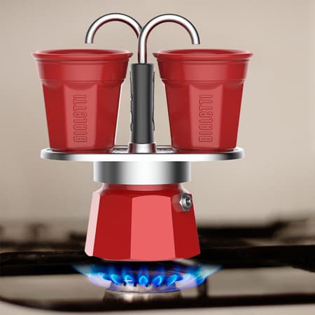 Bialetti Mini Express 2tz Rød + 2 kopper