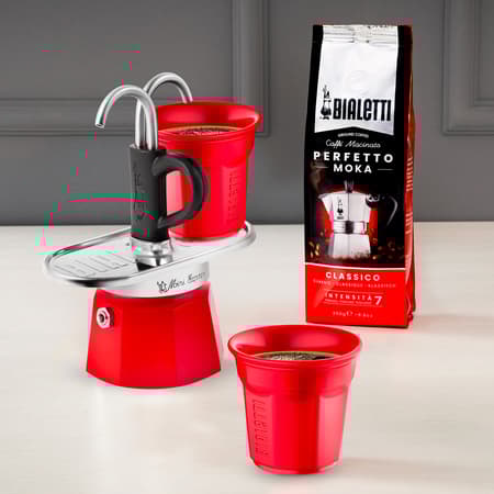 Bialetti Mini Express 2tz Rød + 2 kopper