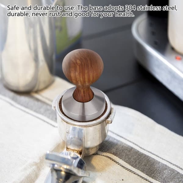 Ruusupuu espressopuristin litteällä puristusvasaralla - käytännöllinen ja tyylikäs (51 mm)