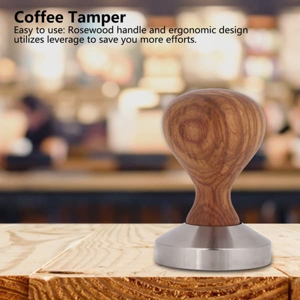 Ruusupuu espressopuristin litteällä puristusvasaralla - käytännöllinen ja tyylikäs (51 mm)