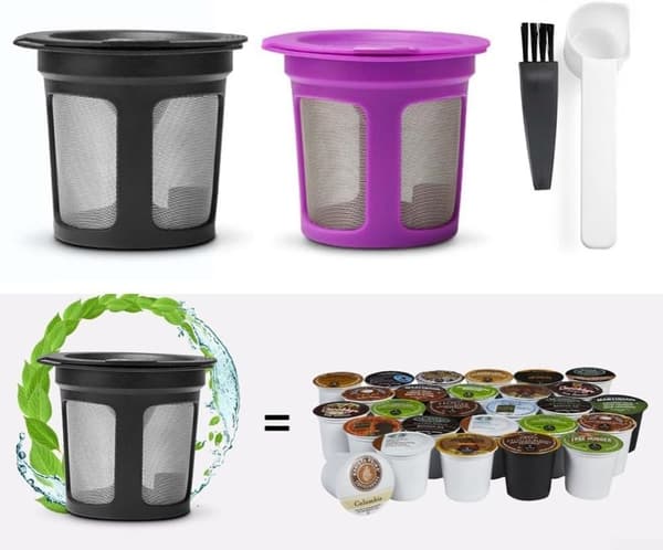 2 kpl uudelleenkäytettävät kahvinsuodatinkupit sopivat iCafilas K-Cup (violetti ja musta)