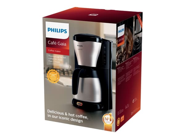 Philips Café Gaia HD7548 Kahvinkeitin, Suodatinkahvinkeitin, 1,2 L, Jauhettu kahvi, 1000 W, Musta, Metallinen