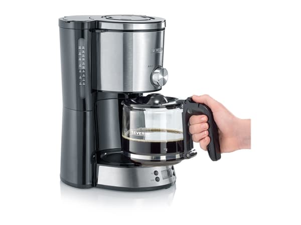 SEVERIN KA 4826 - Kaffemaskin - 10 kopper - børstet rustfritt stål / svart
