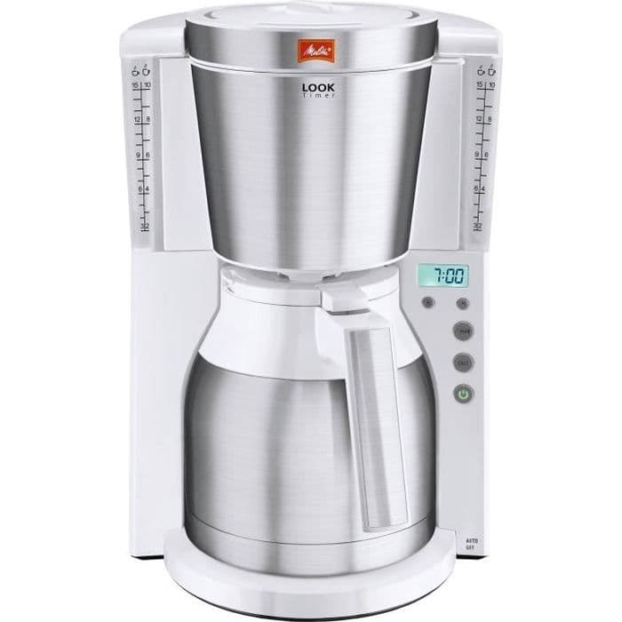 MELITTA Look IV Therm Timer 1011-15 Kaffebryggare Vit / Borstat stål