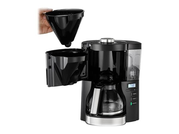 Melitta 6766591, Suodatinkahvinkeitin, Jauhettu kahvi, 1080 W, Musta, Hopea