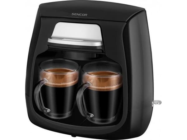 Sencor filter coffee maker SCE 2100BK filter coffee machine in a set of 2 glasses