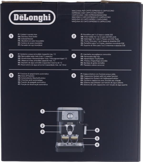 De'Longhi Stilosa EC260.BK - Kaffemaskin med cappuccinatore - 15 bar - svart/rustfritt stål