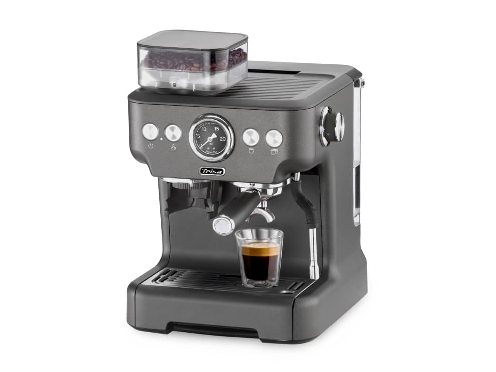 Trisa Barista Plus, Espressomaskin, 2,7 l, Kaffebönor, Inbyggd kvarn, 2300 W, Antracit, Silver