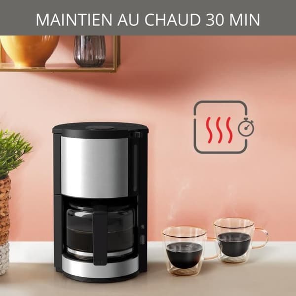 KRUPS KM321010 Pro Aroma Plus elektrisk filterkaffebryggare, 1,25 L eller 15 koppar, Kaffemaskin, svart och rostfritt stål