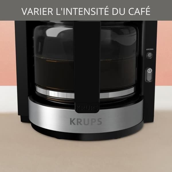 KRUPS KM321010 Pro Aroma Plus elektrisk filterkaffebryggare, 1,25 L eller 15 koppar, Kaffemaskin, svart och rostfritt stål