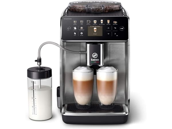 Saeco 16 drycker, helautomatisk espressomaskin, Espressomaskin, 1,8 l, Kaffebönor, Malat kaffe, Inbyggd kvarn, 1500 W, Svart, Rostfritt stål