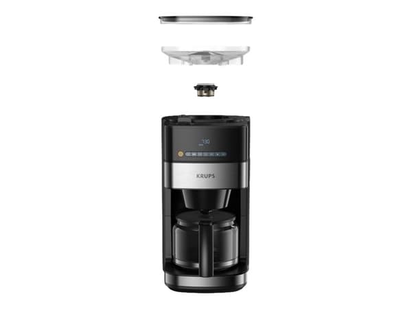 Krups Aroma Partner KM832810, Suodatinkahvinkeitin, 1,25 L, Kahvipavut, Jauhettu kahvi, Sisäänrakennettu jauhin, 1000 W, Musta