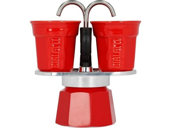 ESPRESSOKANNUSETTI MINI EXPRESS PUNAINEN + 2 ESPRESSOKUPPIA