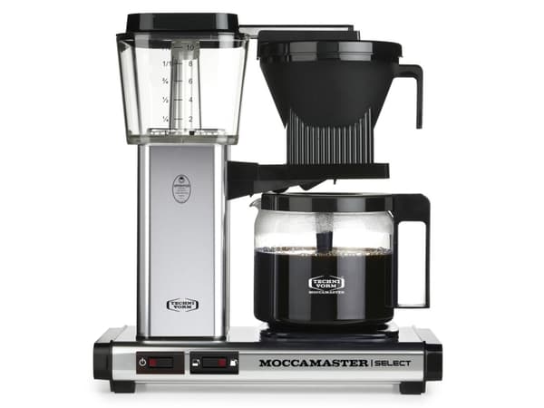Moccamaster KBG Select Polished Silver, Droppande kaffebryggare, 1,25 l, Malat kaffe, 1520 W, Svart, Silver