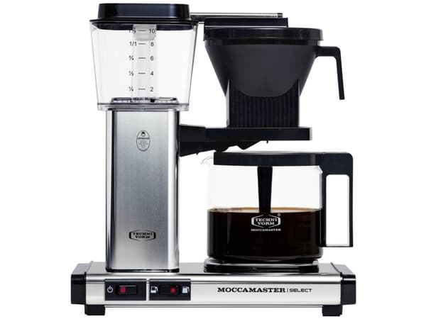 Moccamaster KBG Select Polished Silver, Droppande kaffebryggare, 1,25 l, Malat kaffe, 1520 W, Svart, Silver
