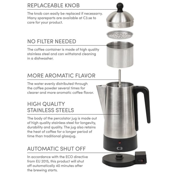 C3 Perkolator Svart stål 6kp