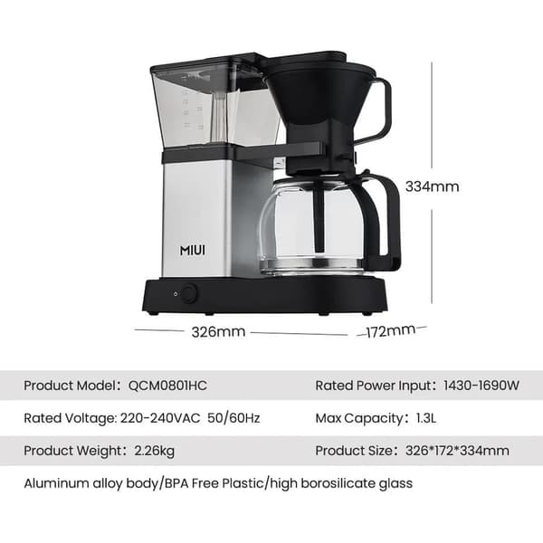 Xiaomi MIUI - Kaffebryggare upp till 8 koppar - 2 brygglägen - 1.3 liter