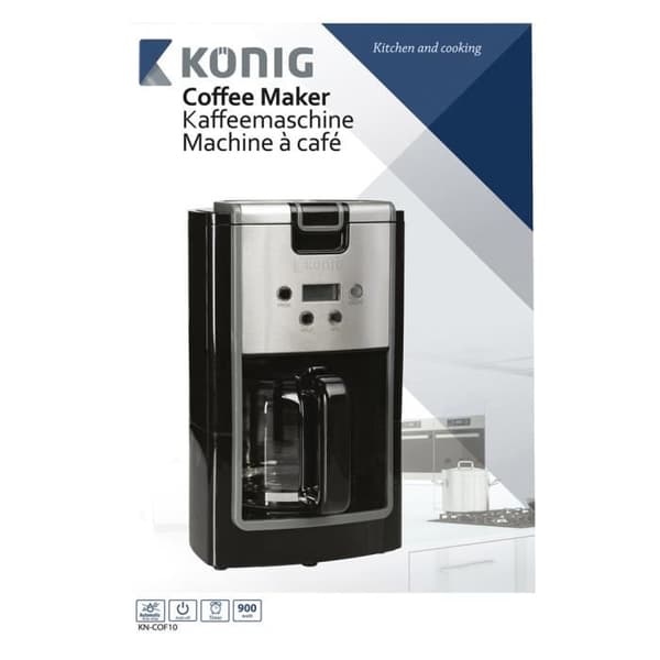 KONIG filterkaffemaskin - 12 koppar - 24-timmars timer - Svart