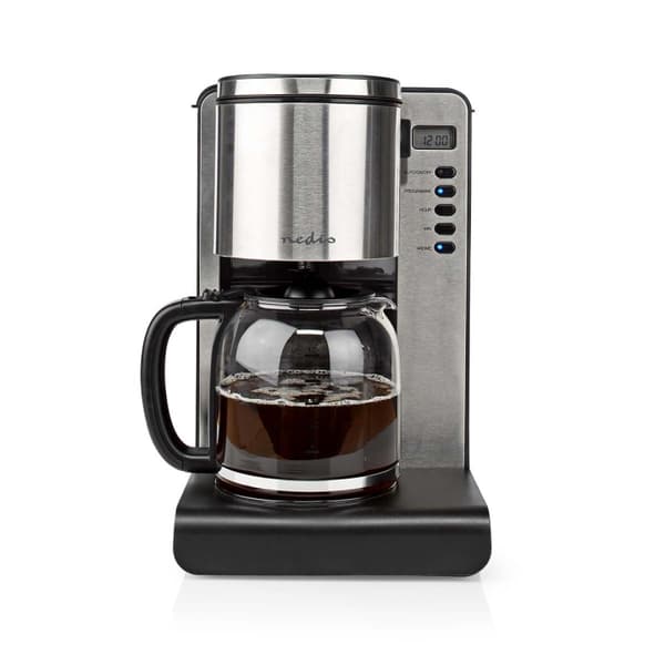 Nedis Kaffemaskine | Filterkaffe | 1.5 l | 12 Kopper | Hold-varm funktion | Tænd timer | LCD display | Urfunktion | Aluminium / Sort