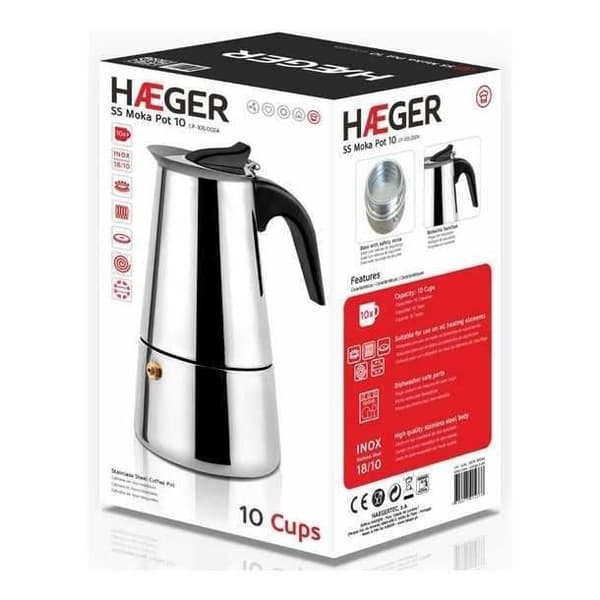 Haeger Moka italiensk kaffebryggare 18/10 rostfritt stål 6 säten - Haeger - Grå