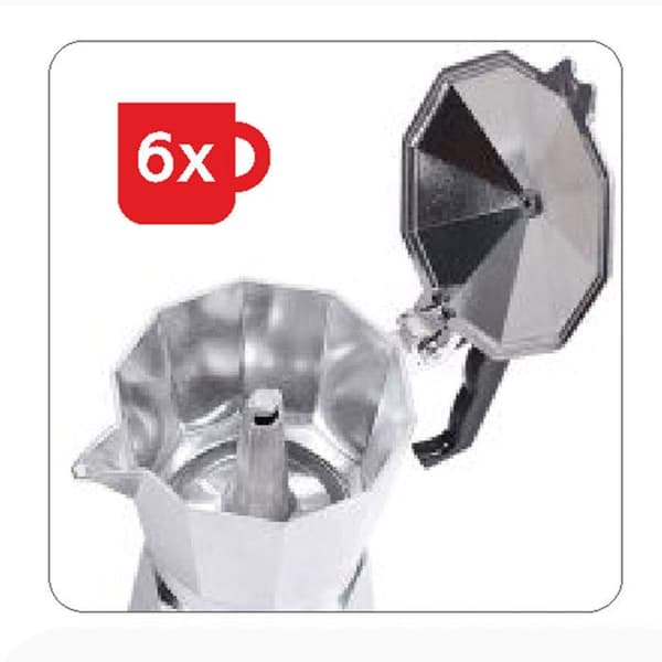 HAEGER MOKA POT 6 MOKA KAFFEMASKIN – ALUMINIUM, 6 KOPPAR