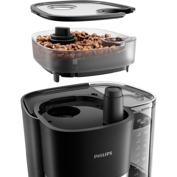 Filterkaffebryggare med integrerad kvarn - PHILIPS - HD7888/01 - Upp till 10 koppar - 1,25 L - Svart / Silver