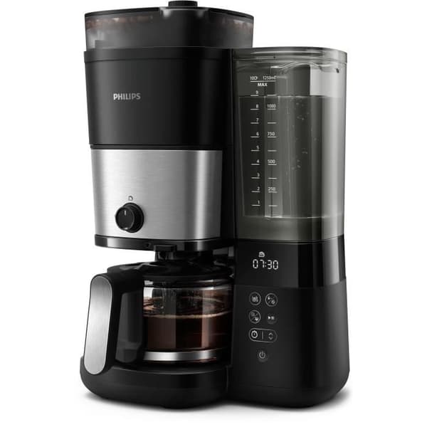Filterkaffebryggare med integrerad kvarn - PHILIPS - HD7888/01 - Upp till 10 koppar - 1,25 L - Svart / Silver