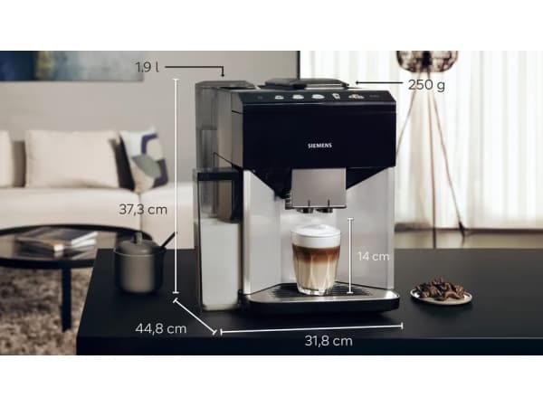 Siemens EQ.500 TQ513R01, Espressomaskin, 1,9 l, Kaffebönor, Inbyggd kvarn, 1500 W, Svart, Silver