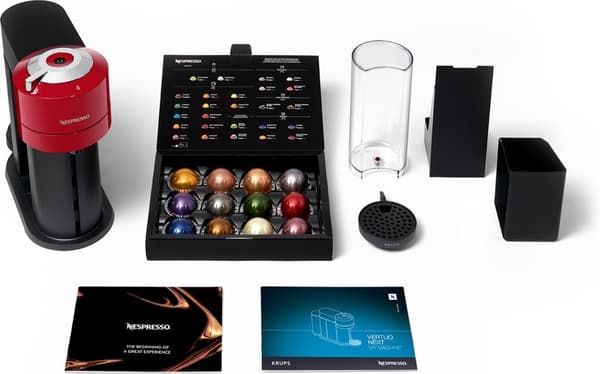Krups Nespresso Vertuo Next -kapselikeitin, musta/punainen