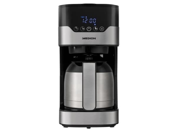 MEDION MD 18458, Kaffebrygger (drypp), 1,2 l, Malt kaffe, 900 W, Sort, Rustfritt stål
