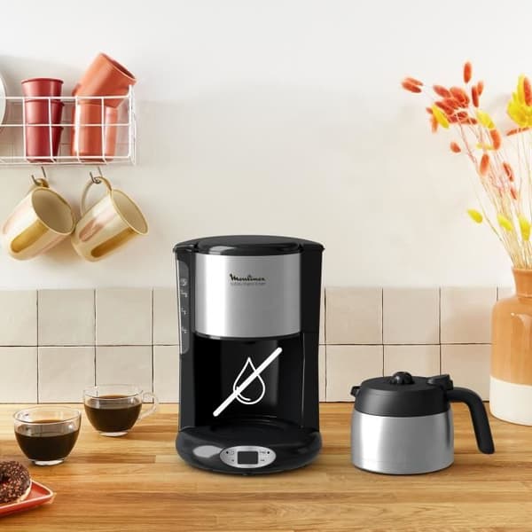 MOULINEX Subito isotermisk filterkaffebryggare, 0,9 L, Upp till 12 koppar, Programmerbar 24 timmar, Automatisk avstängning, Anti-dropp FT362811
