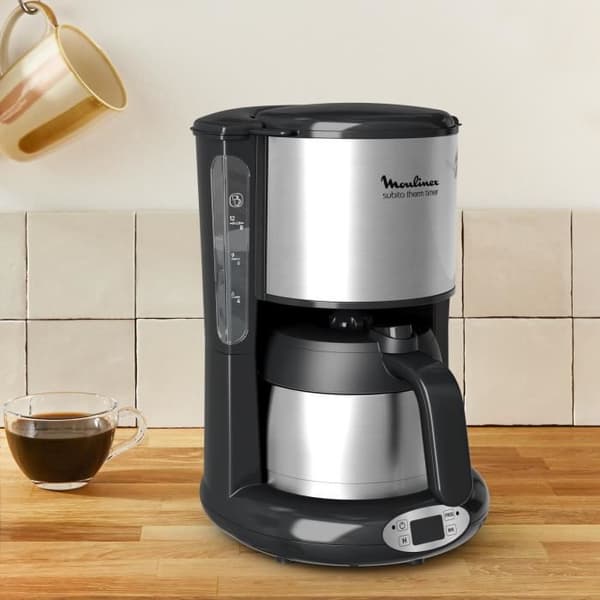 MOULINEX Subito isotermisk filterkaffebryggare, 0,9 L, Upp till 12 koppar, Programmerbar 24 timmar, Automatisk avstängning, Anti-dropp FT362811