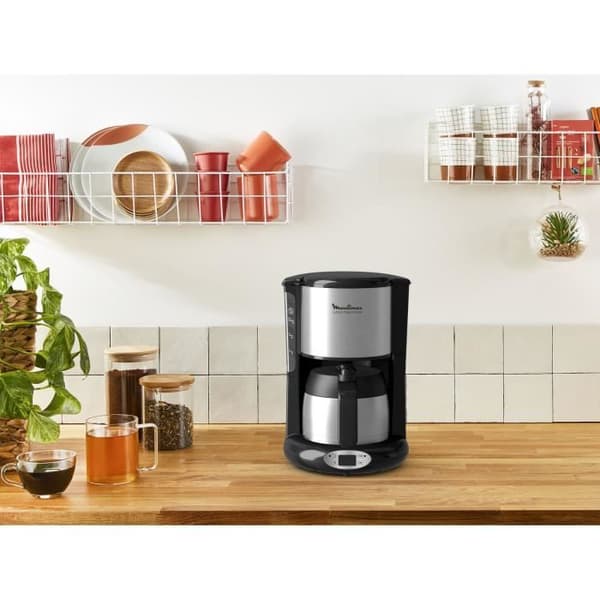 MOULINEX Subito isotermisk filterkaffebryggare, 0,9 L, Upp till 12 koppar, Programmerbar 24 timmar, Automatisk avstängning, Anti-dropp FT362811