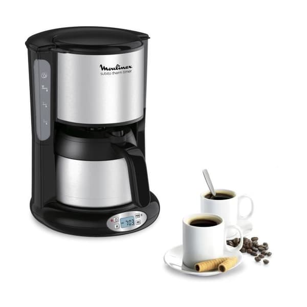 MOULINEX Subito isotermisk filterkaffebryggare, 0,9 L, Upp till 12 koppar, Programmerbar 24 timmar, Automatisk avstängning, Anti-dropp FT362811